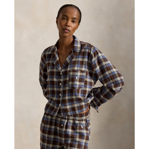 Plaid Flannel Crop Top & Boxer PJ Set