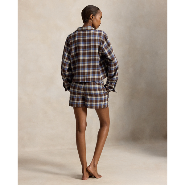 Plaid Flannel Crop Top & Boxer PJ Set