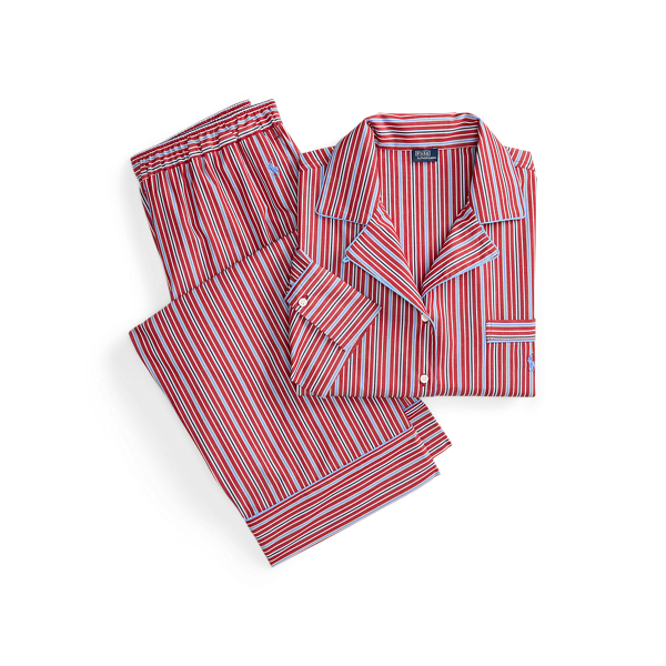 Striped Poplin Long-Sleeve Pajama Set