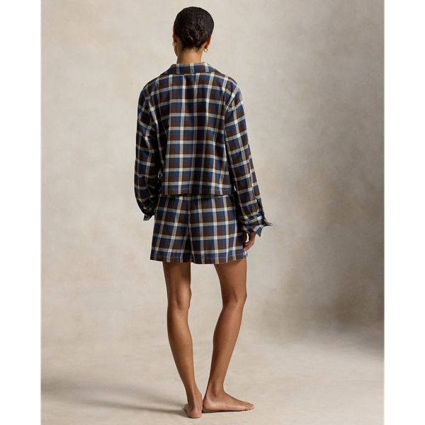 Plaid Flannel Piped Pajama Set