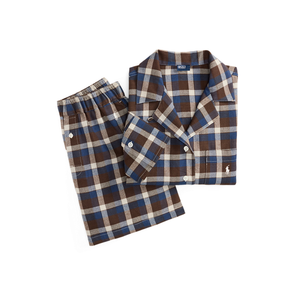 Plaid Flannel Piped Pajama Set