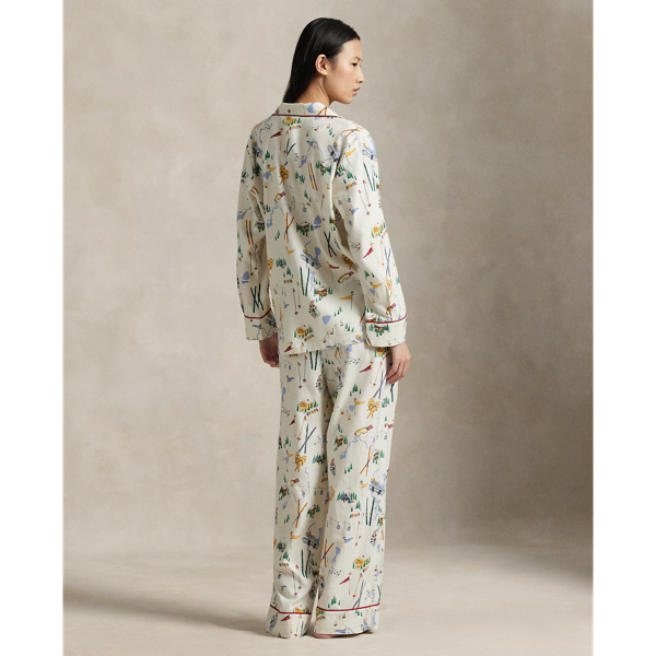 Ski-Motif Cotton Long-Sleeve PJ Gift Set