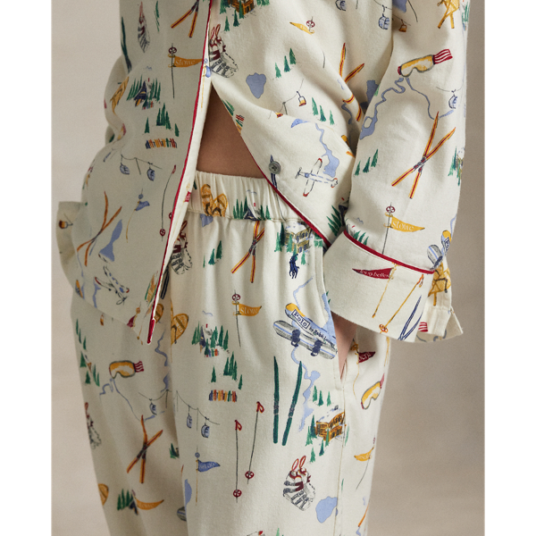 Ski-Motif Cotton Long-Sleeve PJ Gift Set