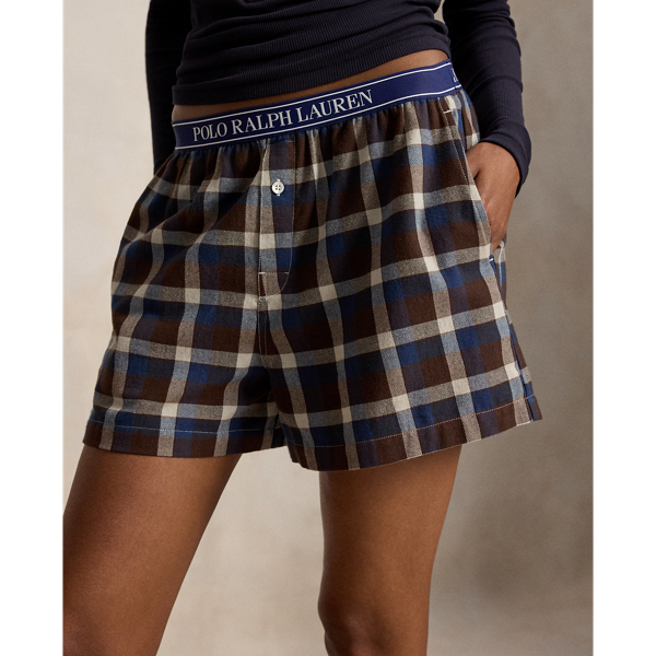 Boxers em flanela de algod&atilde;o xadrez