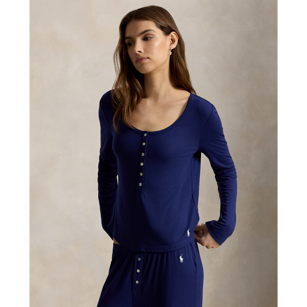 Ribbed Henley & Pant Sleep Set