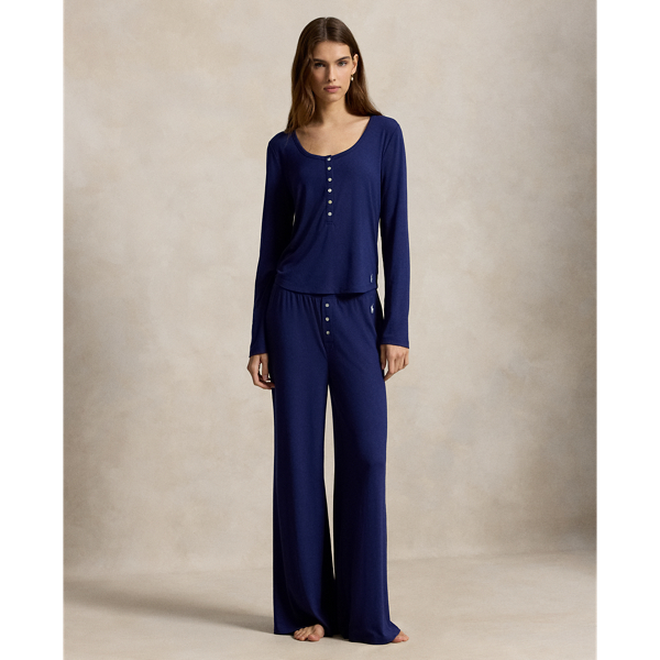 Ribbed Henley & Pant Sleep Set