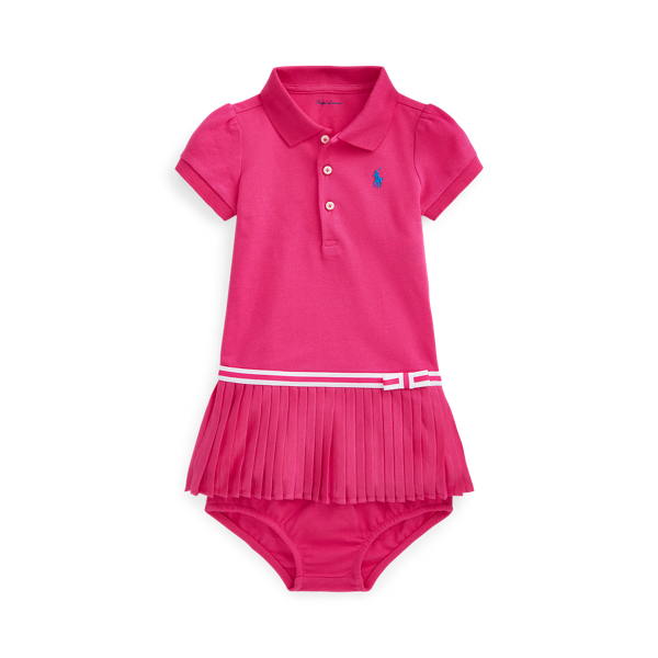 Pleated Mesh Polo Dress &amp; Bloomer