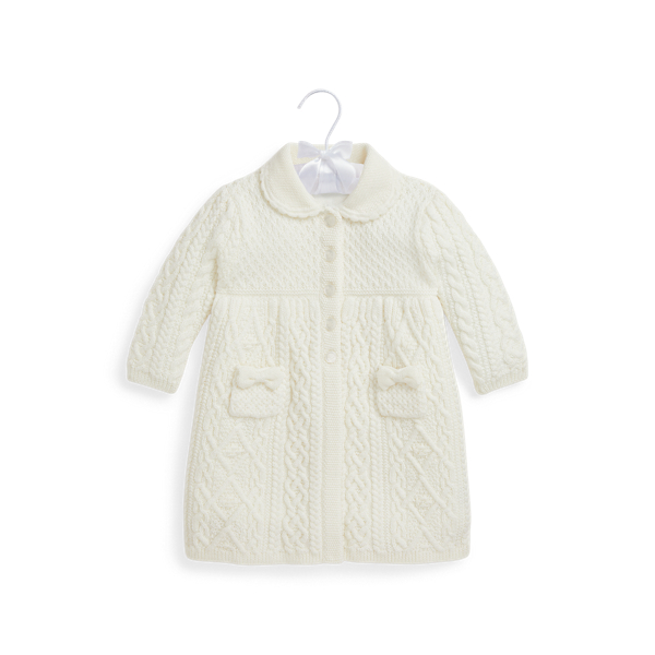 Aran-Knit Wool Sweater Jacket