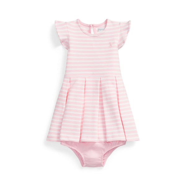 Striped Ottoman-Rib-knit Dress &amp; Bloomer