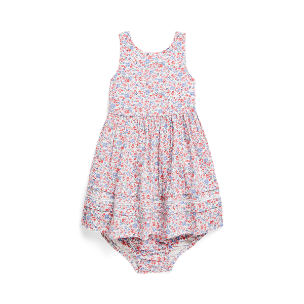 Tapa-fraldas e vestido algod&atilde;o floral