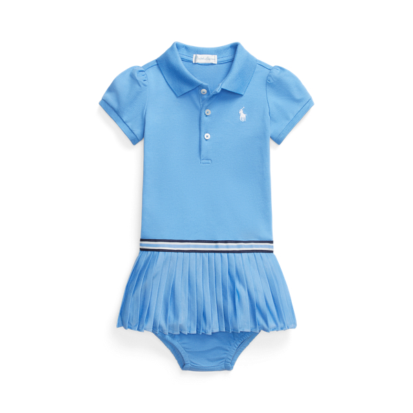 Pleated Mesh Polo Dress &amp; Bloomer