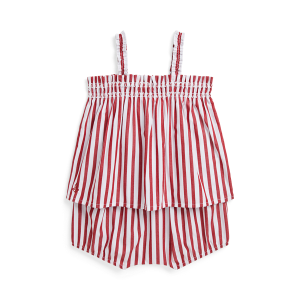 Striped Cotton Poplin Top & Bloomer Set