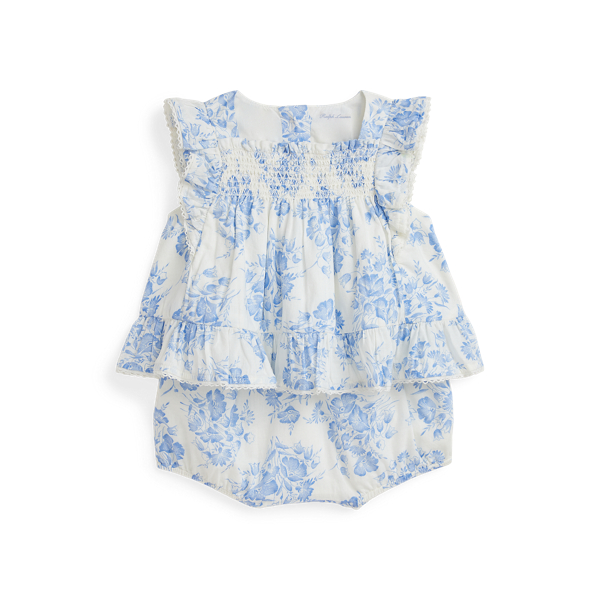Floral Slub Cotton Top &amp; Bloomer Set Baby Girl 1