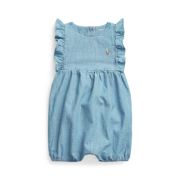 Pelele corto abullonado de cambray Baby Girl en 1