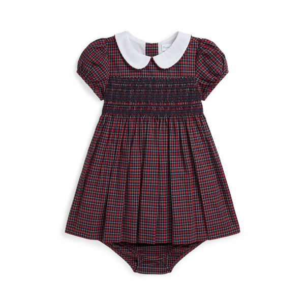 Plaid Smocked Cotton Dress & Bloomer