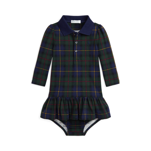 Plaid Stretch Mesh Polo Dress & Bloomer