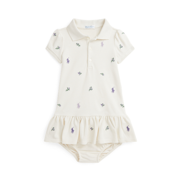 Estate Cream Polo Pony Mesh Polo Dress & Bloomer Baby Girl 1