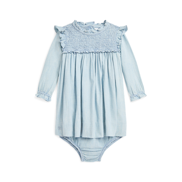 Smocked Cotton Chambray Dress & Bloomer