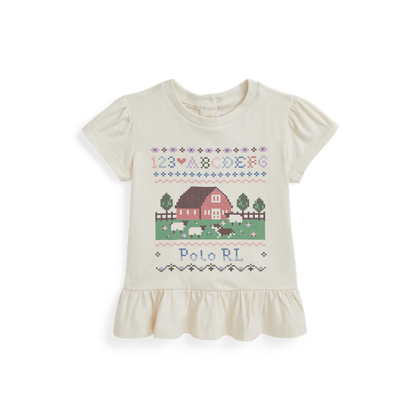 Estate Cream Barn-Graphic Cotton Jersey Peplum Tee Baby Girl 1