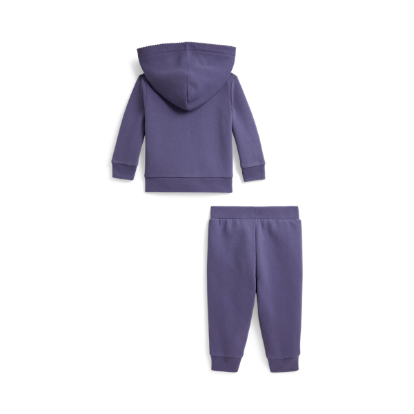 Summer Purple Picot Fleece Hoodie & Jogger Pant Set Baby Girl 2