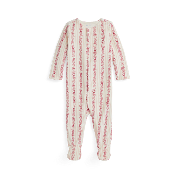 Floral Velour Footed Coverall