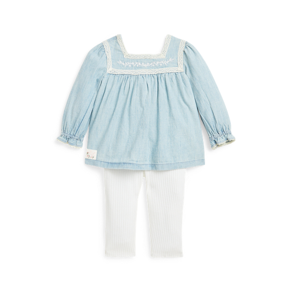 Chambray Top &amp; Ribbed Legging Set