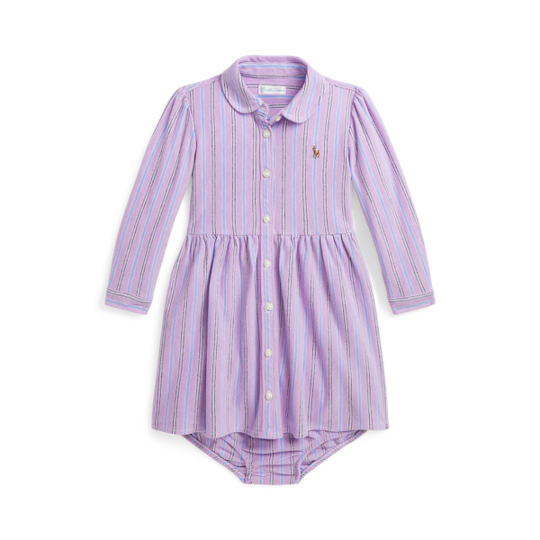 Striped Knit Oxford Shirtdress &amp; Bloomer