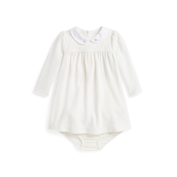 Nevis Embroidered Velour Dress & Bloomer Baby Girl 1