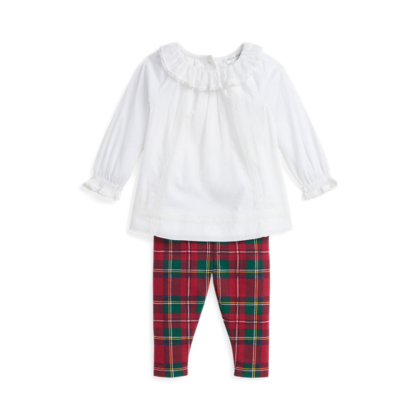 Voile Top & Plaid Jersey Legging Set