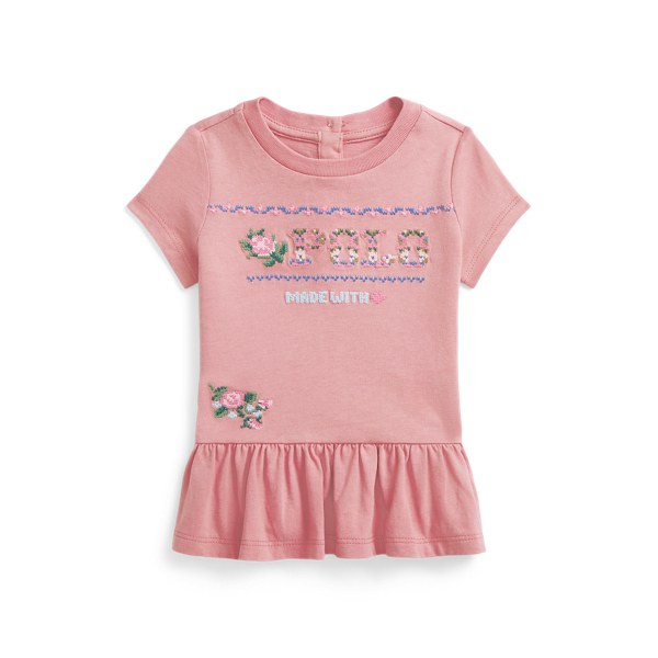 Logo Cotton Jersey Peplum Tee Baby Girl 1