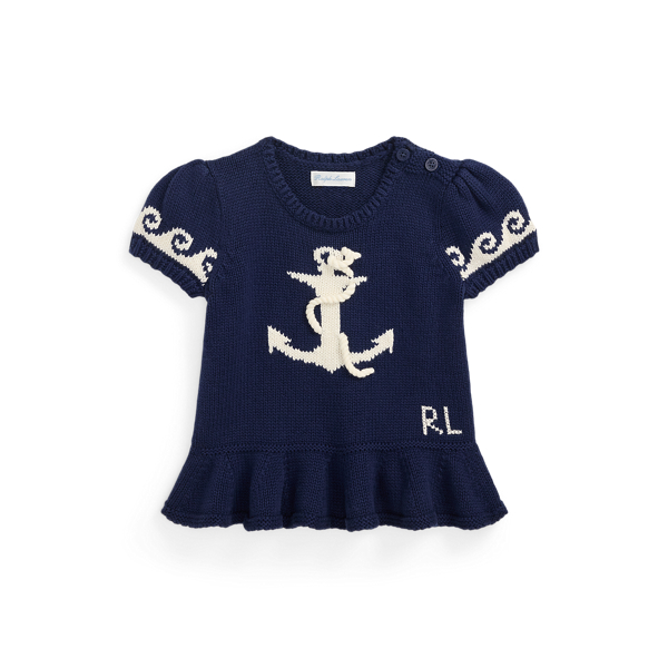 Anchor Short-Sleeve Cotton Sweater