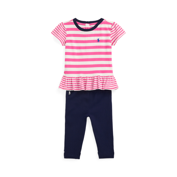 Striped Jersey Peplum Tee & Legging Set