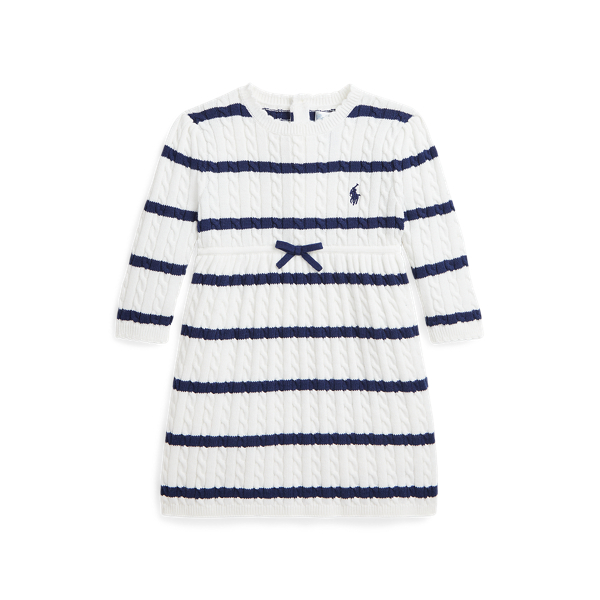 Striped Cable-Knit Cotton Sweater Dress