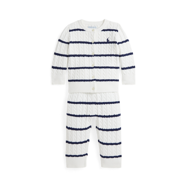 Striped Cotton Cardigan & Pant Set