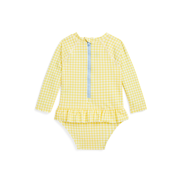 Gingham Ruffled One-Piece Rash Guard