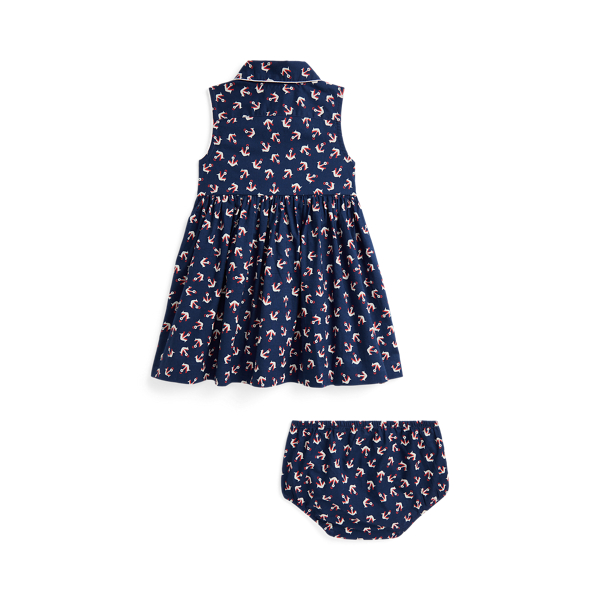 Tossed Anchors Anchor-Print Cotton Shirtdress & Bloomer Baby Girl 2