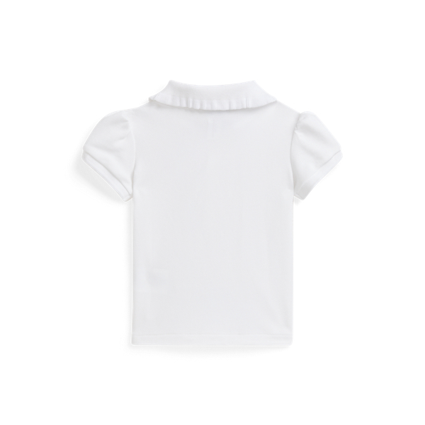 White/Hint Of Pink Stretch Mesh Ruffled Polo Shirt Baby Girl 2