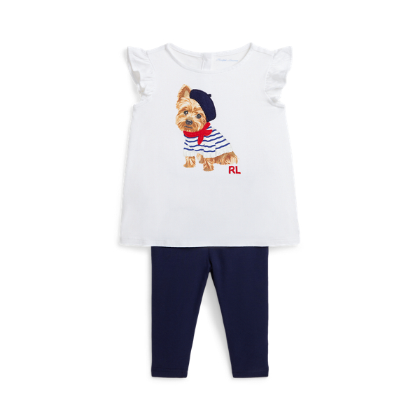Dog-Print Jersey Tee &amp; Legging Set