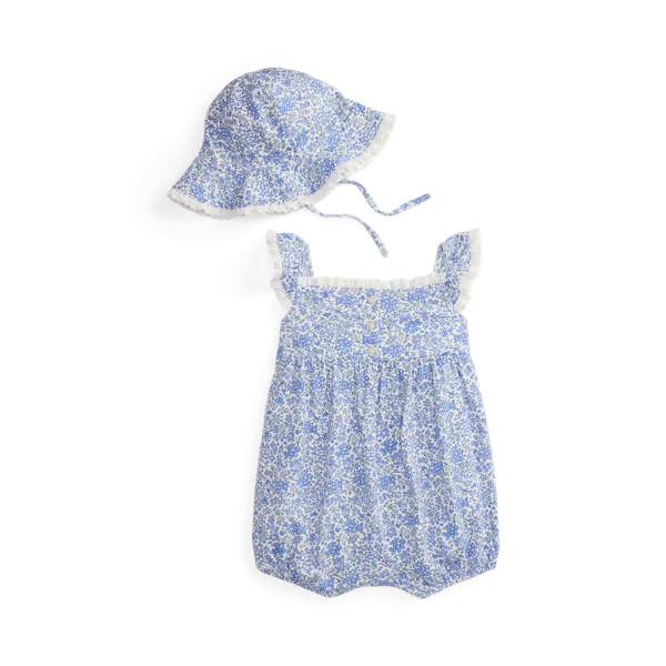 Sommerstrampler und Mütze aus Baumwolle Baby Girl in Carolan-Blumenmuster 2
