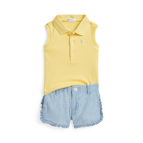 Banana Peel Polo en coton et short en chambray Baby Girl 1