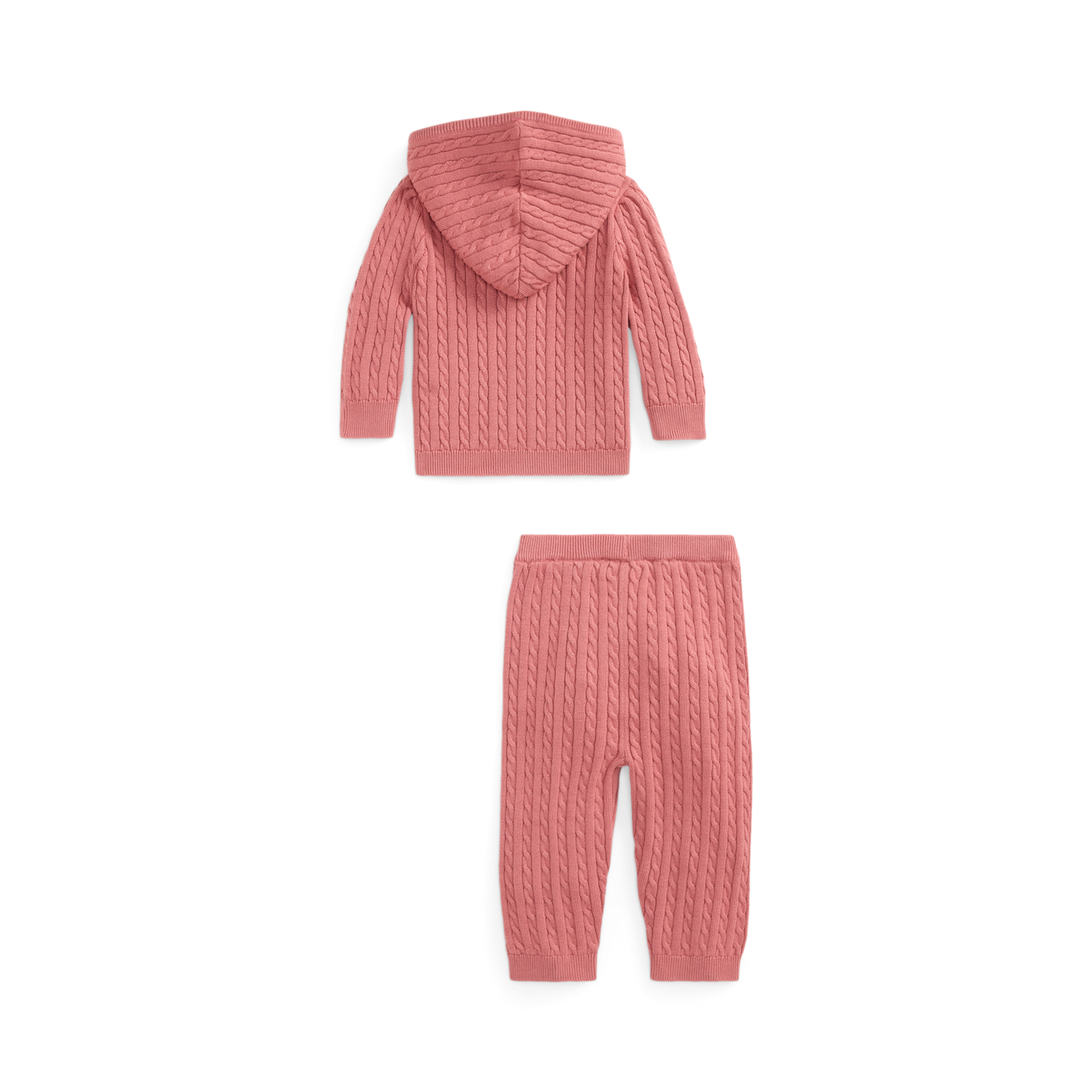 Детский комплект Ralph Lauren Mini-Cable Full-Zip Hoodie & Pant Set, цвет: Холщовый розовый — фото 1