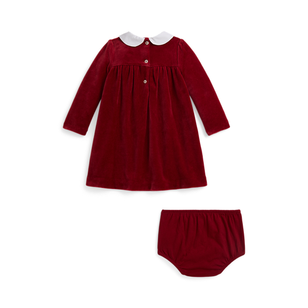 Red Velour Dress & Bloomer Baby Girl 2