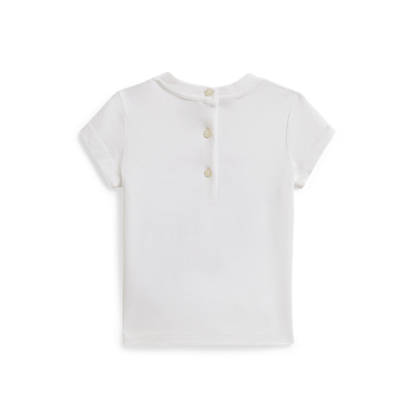 White Embroidered Cotton Jersey Tee Baby Girl 2