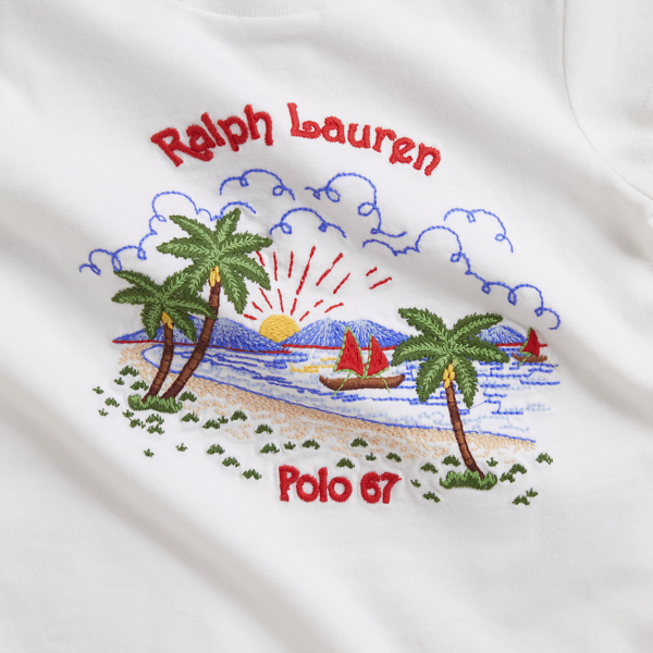 White Embroidered Cotton Jersey Tee Baby Girl 3
