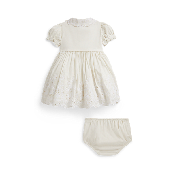 Deckwash White Eyelet Cotton Batiste Dress & Bloomer Baby Girl 2