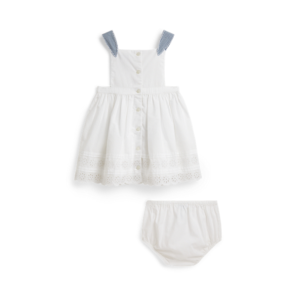 Baumwollpopelinekleid mit H&ouml;schen Baby Girl in Deckbeizen-Wei&szlig; 2