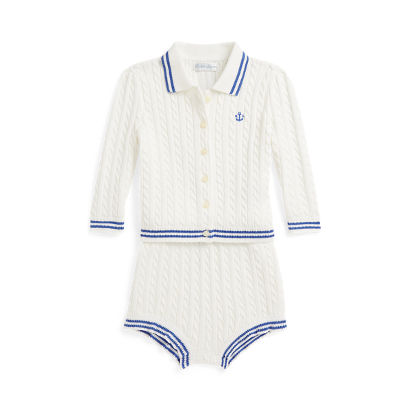 Cardigan et bloomer coton mini-torsades