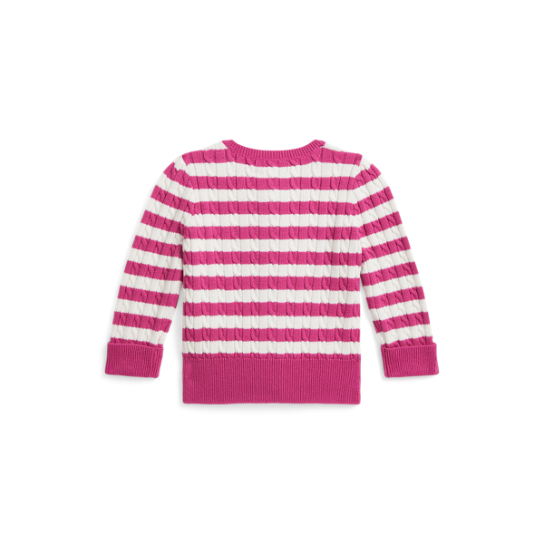 Striped Mini-Cable Cotton Cardigan