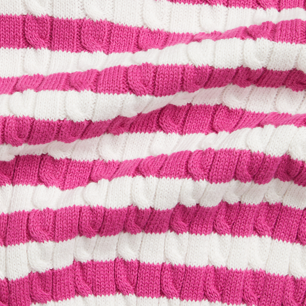 Striped Mini-Cable Cotton Cardigan