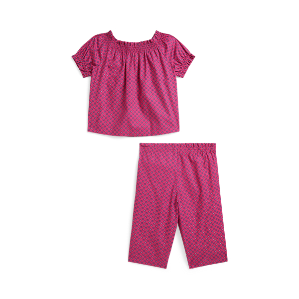 Hawthorne Foulard Pink Floral Cotton Poplin Top & Pant Set Baby Girl 2